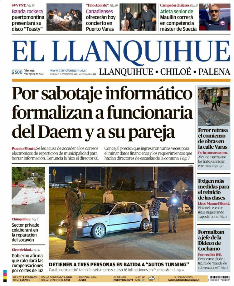 Portada de El Llanquihue (Chile)