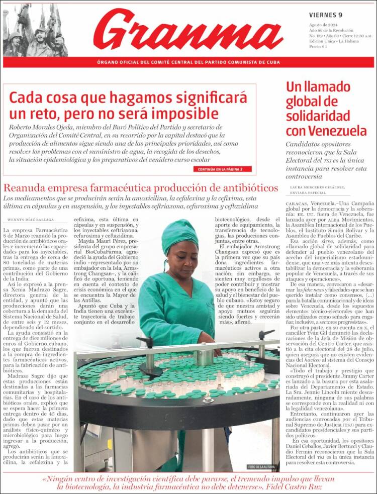 Portada de Granma (Cuba)