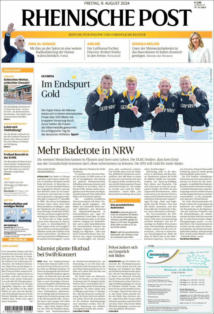 Portada de Rheinische Post (Alemania)