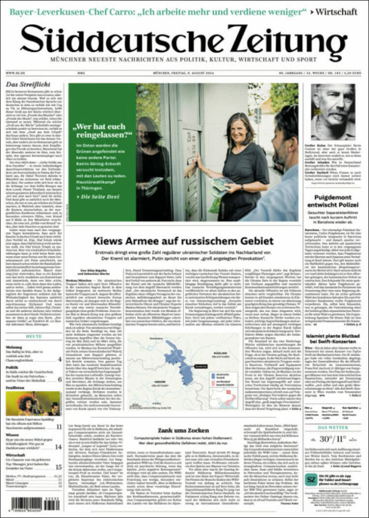 Portada de Sueddeutsche (Alemania)