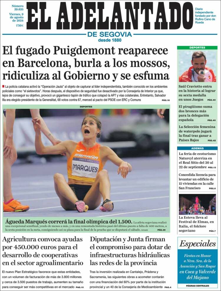 Portada de El Adelantado de Segovia (España)