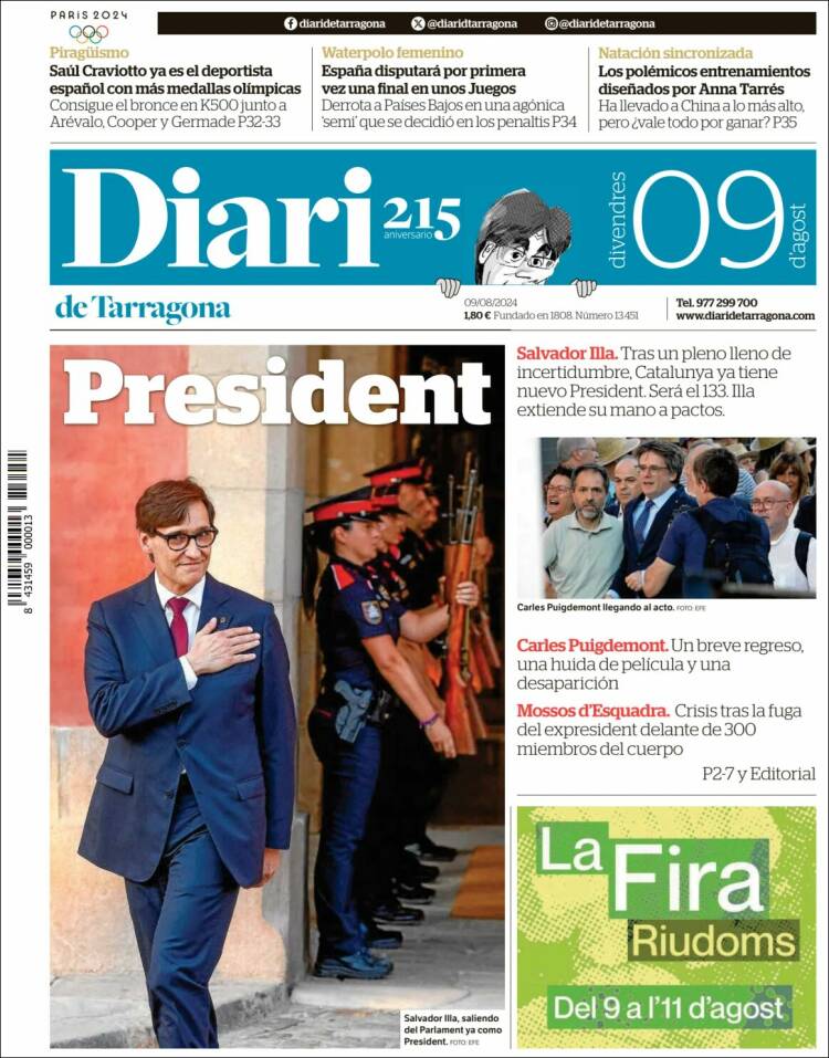 Portada de Diari de Tarragona (España)