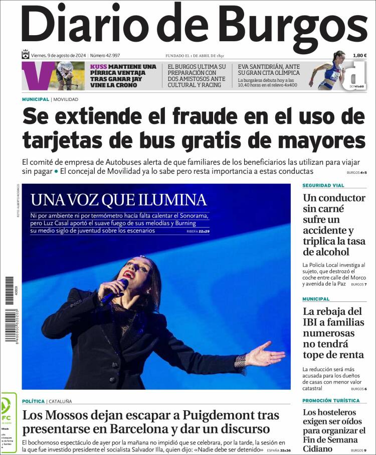 Portada de Diario de Burgos (España)