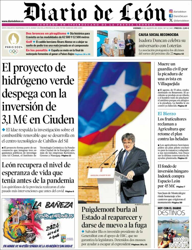 Portada de Diario de León (España)