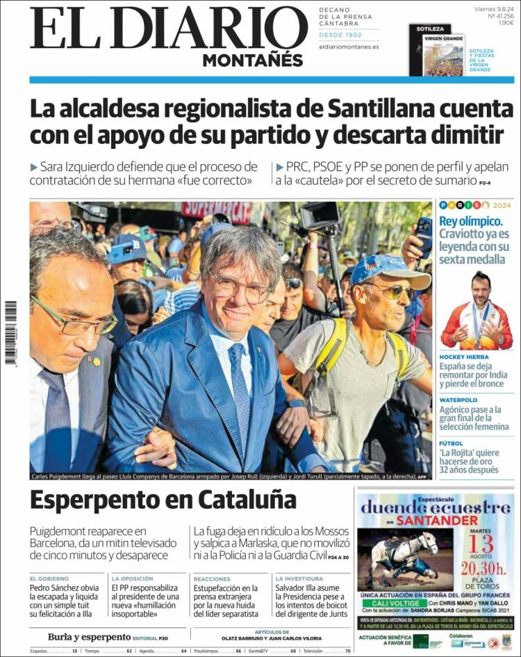 Portada de El Diario Montañés (España)