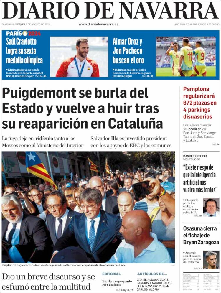 Portada de Diario de Navarra (España)