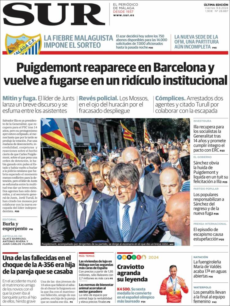 Portada de Diario el Sur (España)