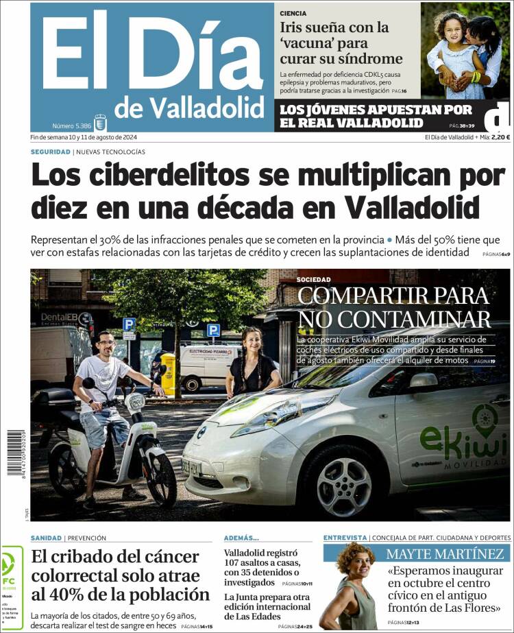 Portada de El Día de Valladolid (España)