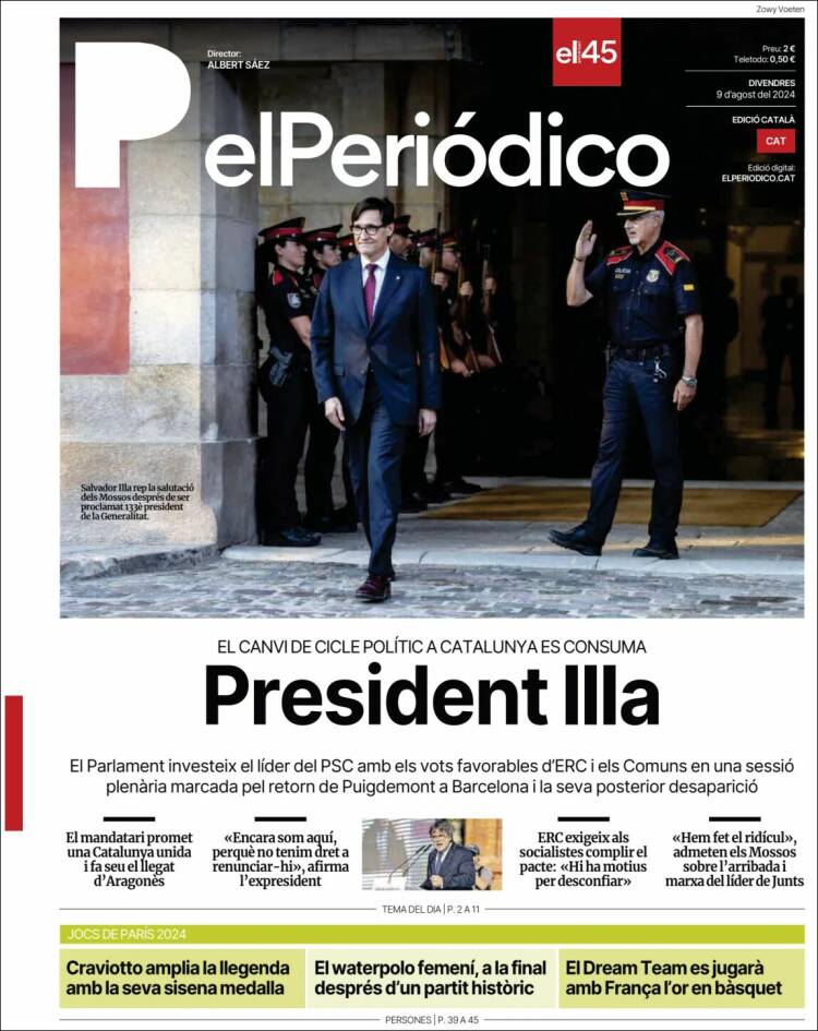 Portada de El Periódico de Catalunya (España)