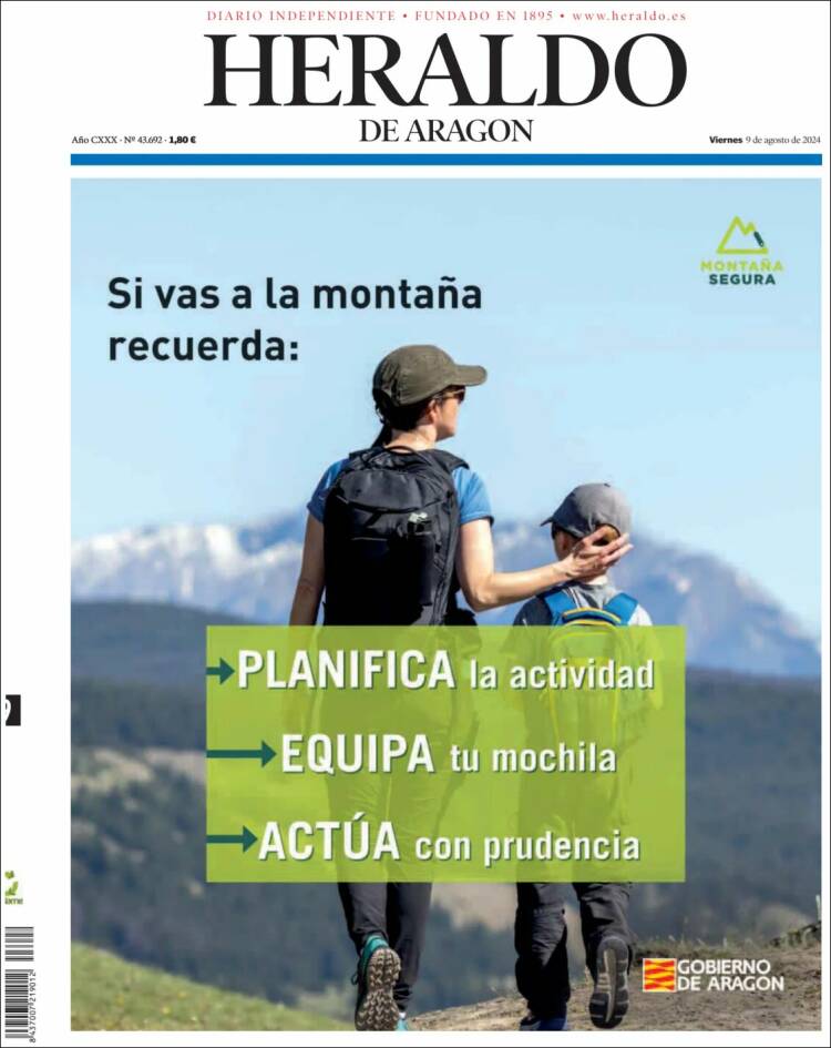 Portada de Heraldo de Aragón (España)