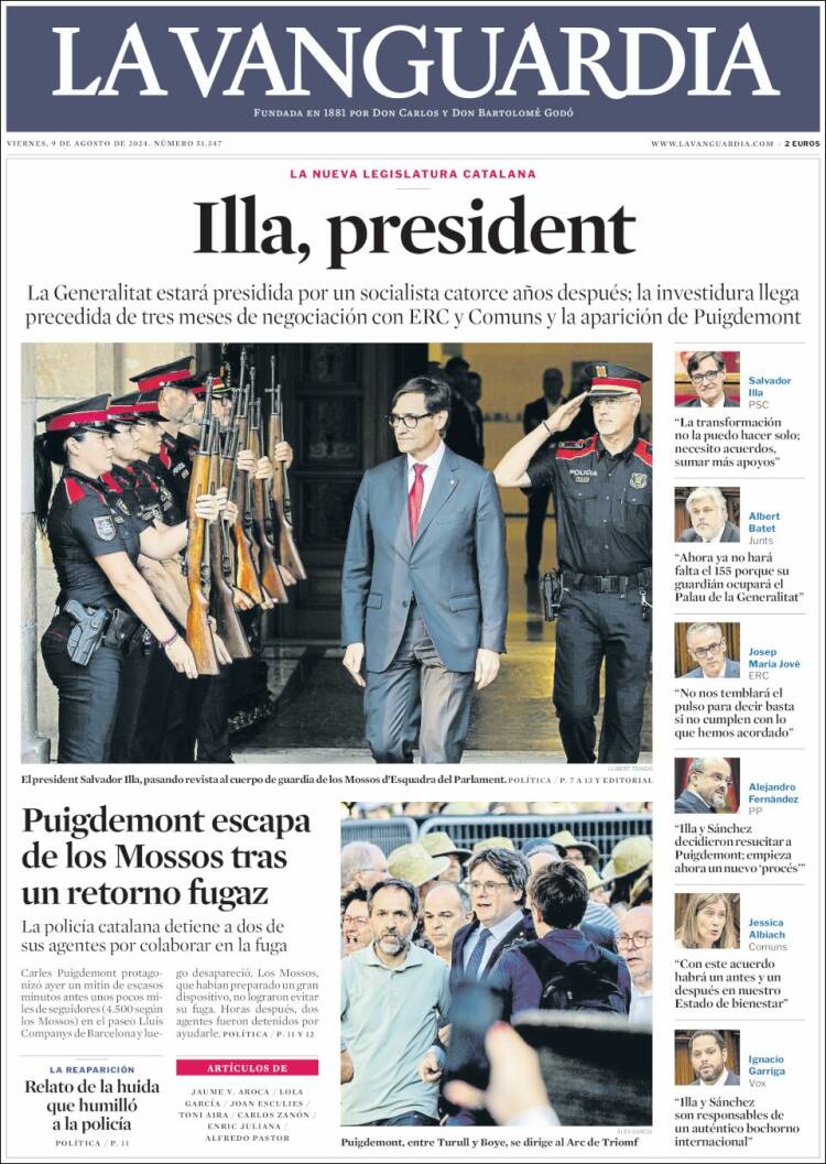 Portada de La Vanguardia (España)