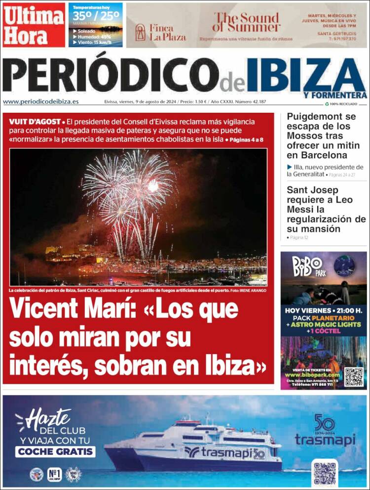 Portada de Periódico de Ibiza (España)