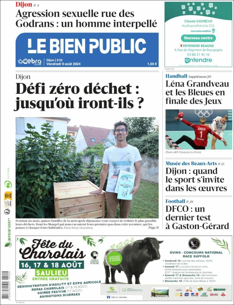 Portada de Le Bien Public (Francia)