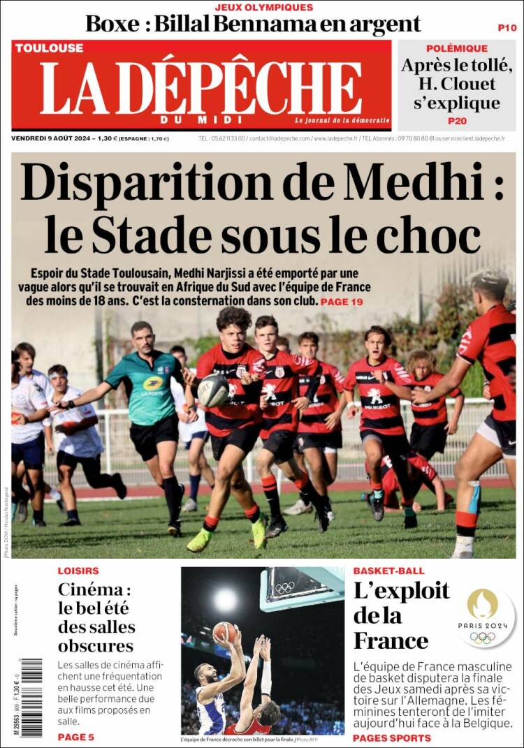 Portada de La Dépêche du Midi (Francia)