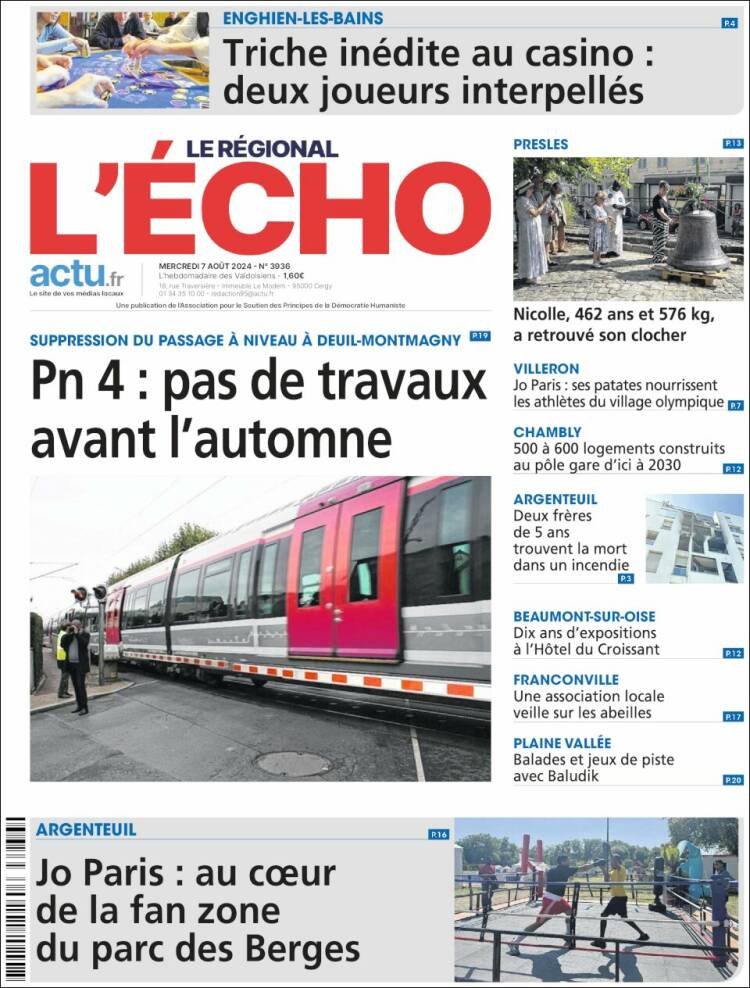 Portada de L'Echo de la Haute-Vienne (Francia)