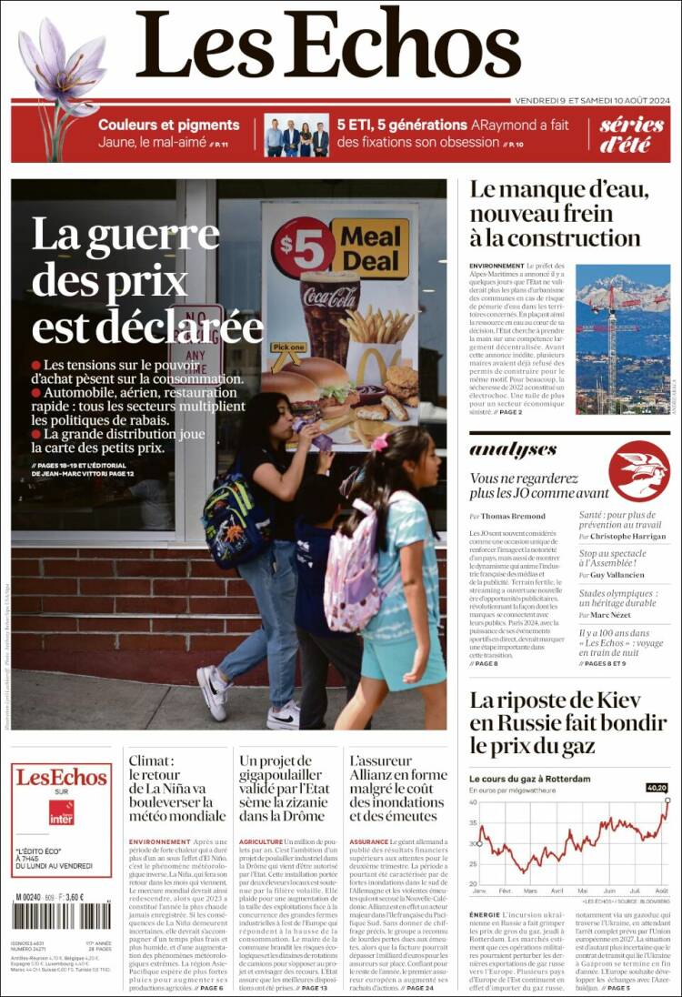 Portada de Les Echos (Francia)
