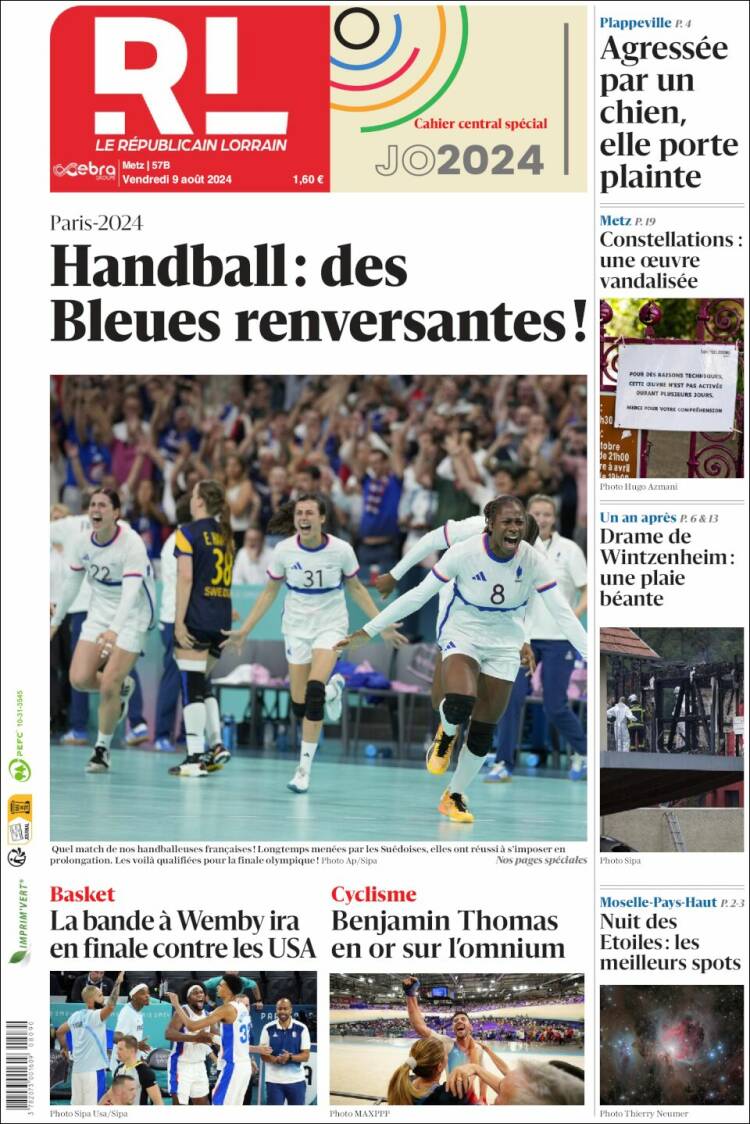 Portada de Le Republicain Lorrain (Francia)