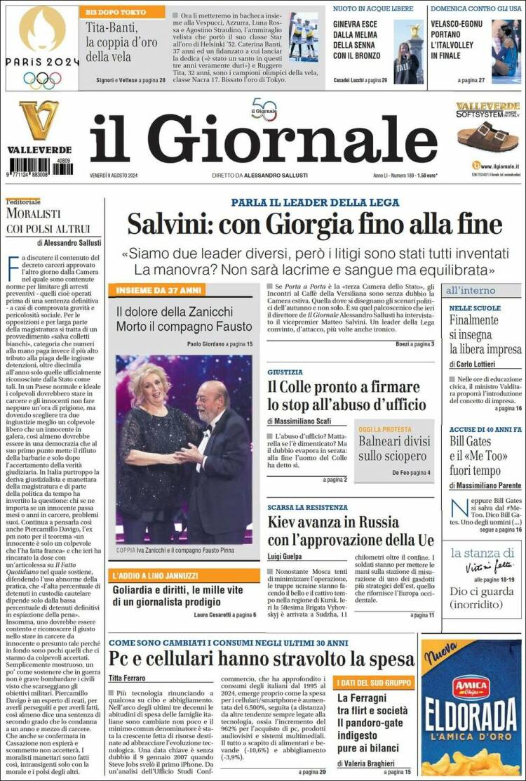 Portada de il Giornale (Italia)