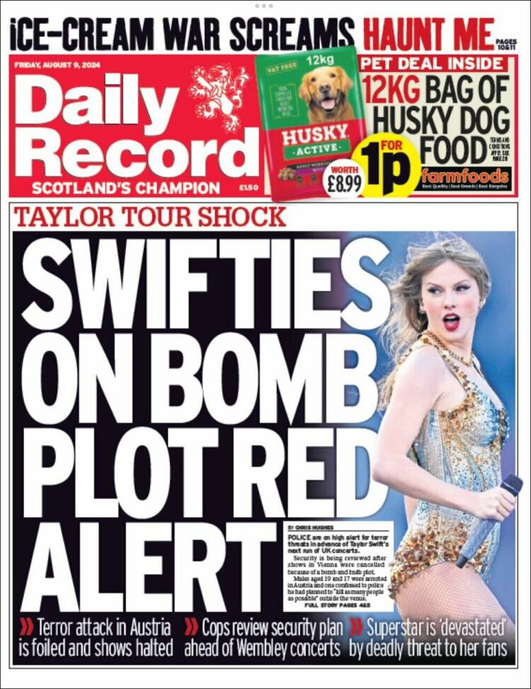 Portada de Daily Record (Reino Unido)
