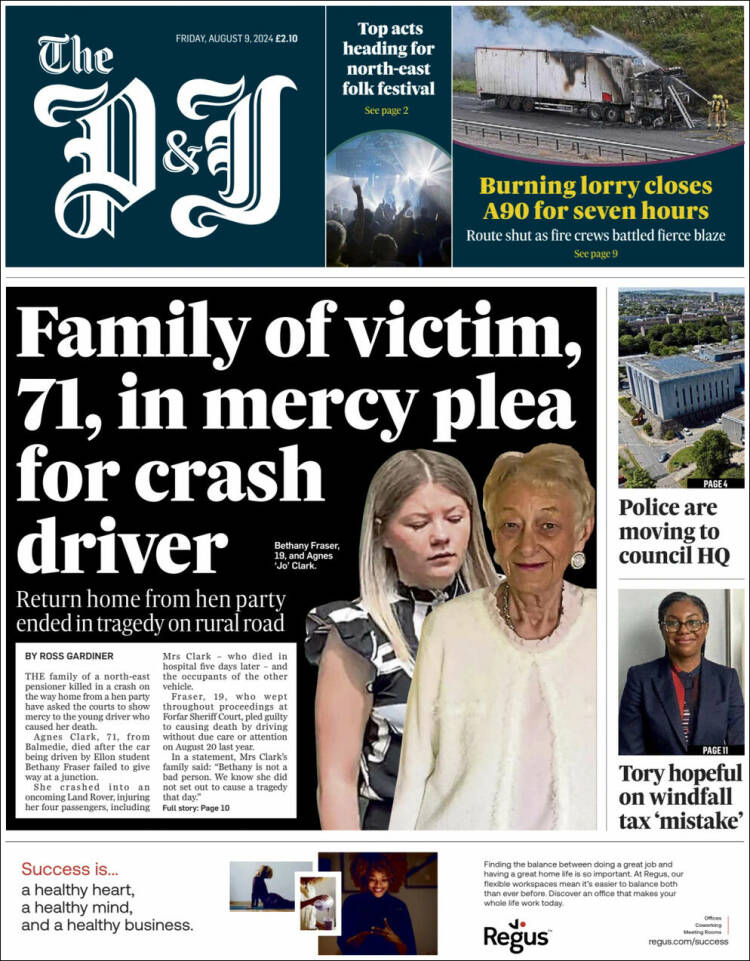 Portada de The Press and Journal (Reino Unido)