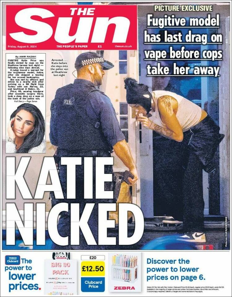 Portada de The Sun (Reino Unido)