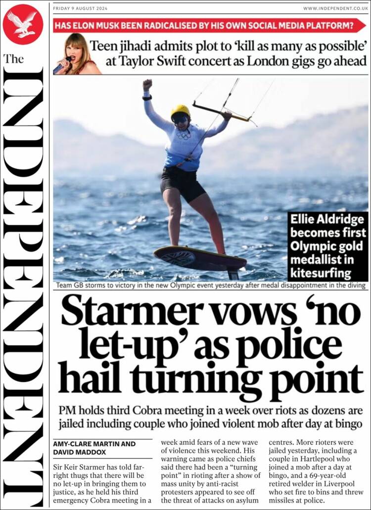 Portada de The Independent (Reino Unido)