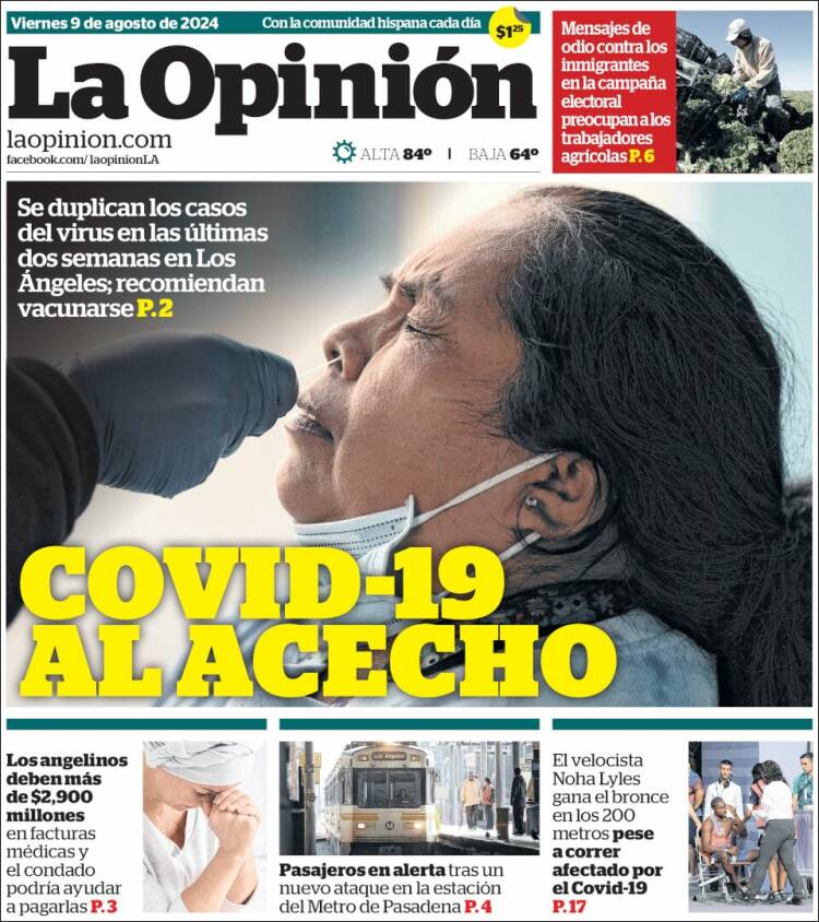 Portada de La Opinión (USA)