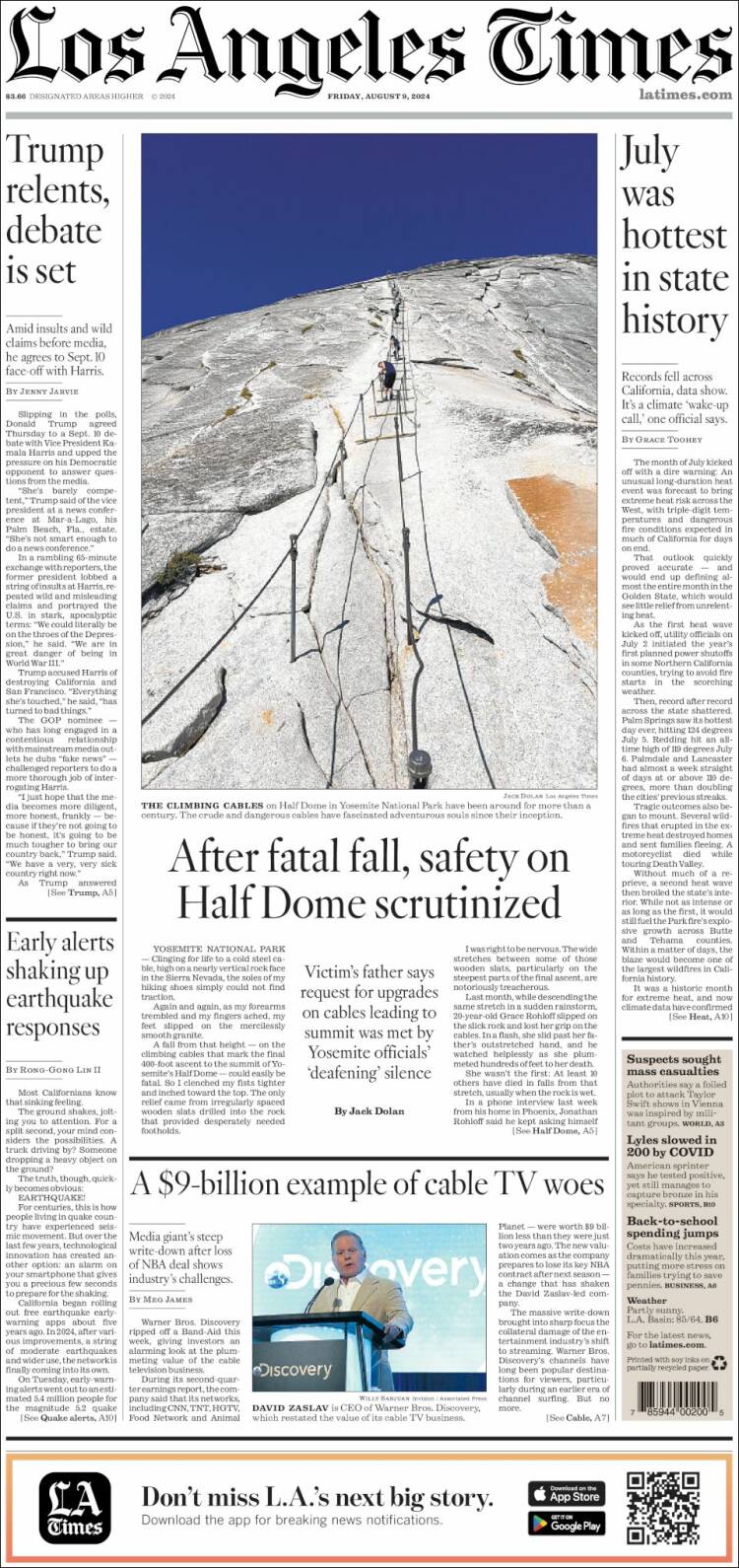 Portada de Los Angeles Times (USA)