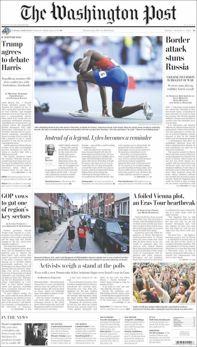 Portada de The Washington Post (USA)