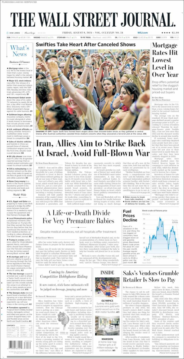 Portada de Wall Street Journal (USA)