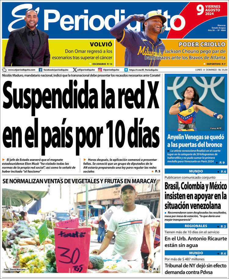 Portada de Periodiquito de Aragua (Venezuela)
