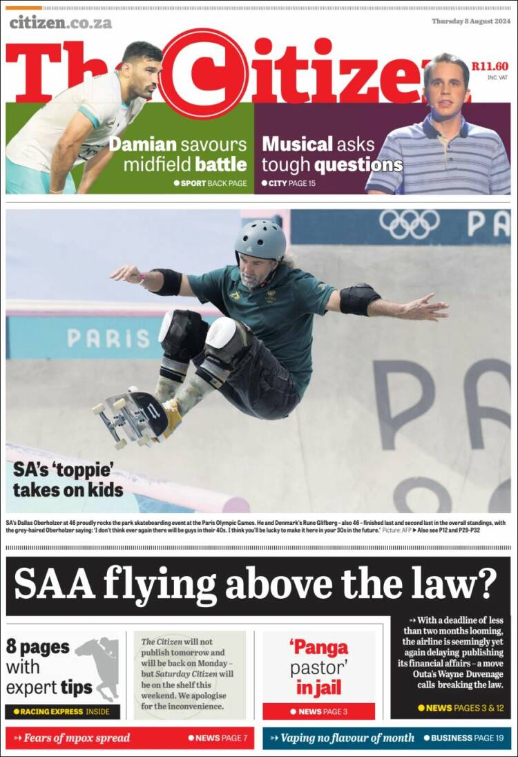 Portada de The Citizen (Sud&aacute;frica)