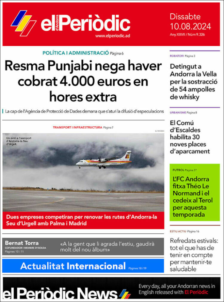 Portada de El Periòdic d'Andorra (Andorra)