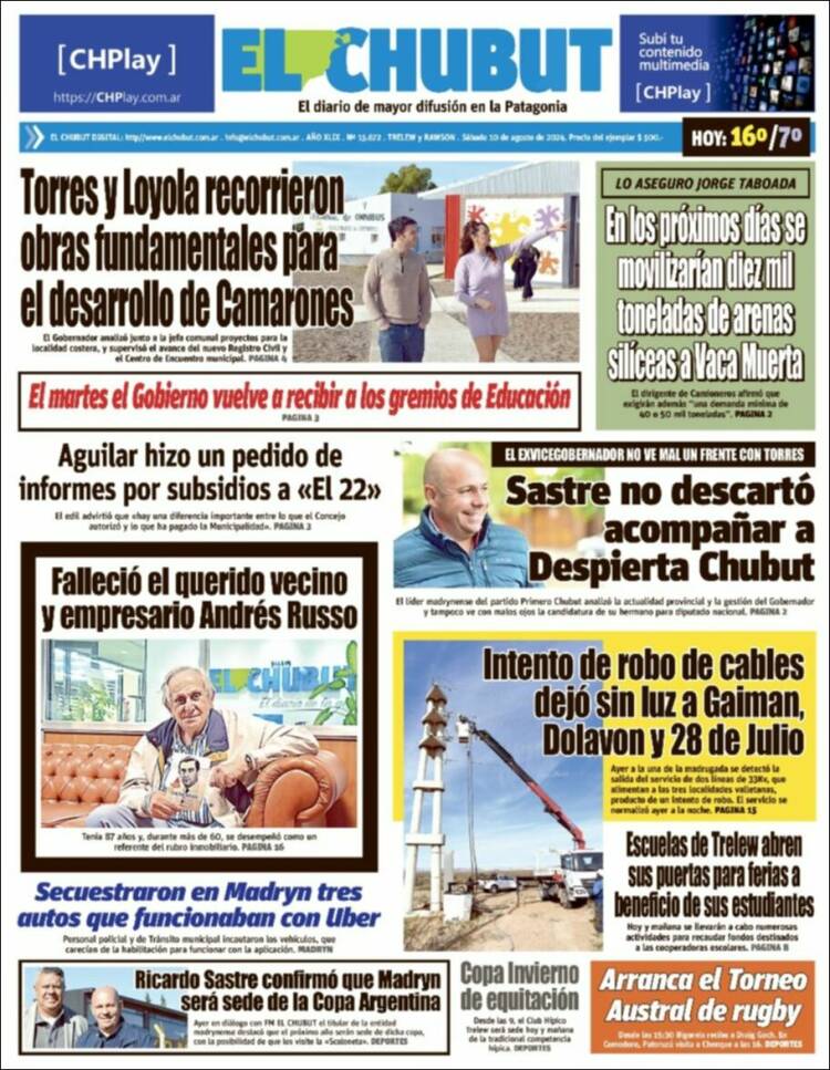 Portada de El Chubut (Argentina)