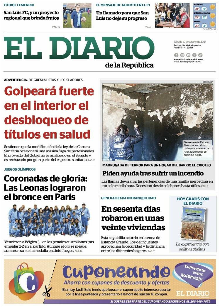 Portada de Diario de la República (Argentina)