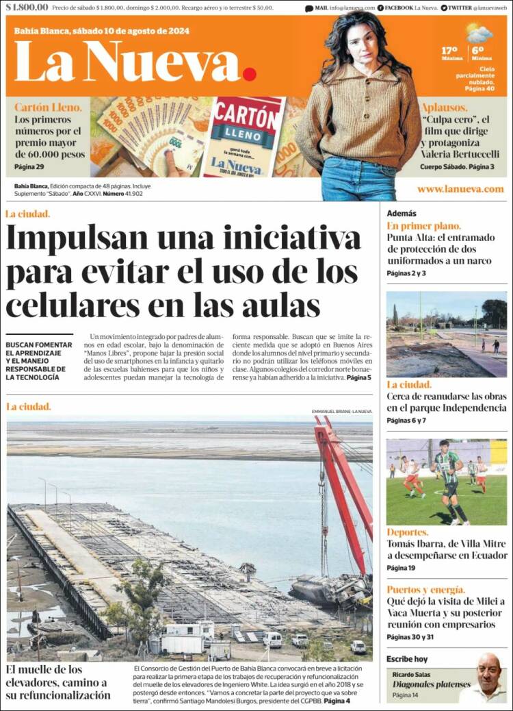 Portada de La Nueva Provincia (Argentina)