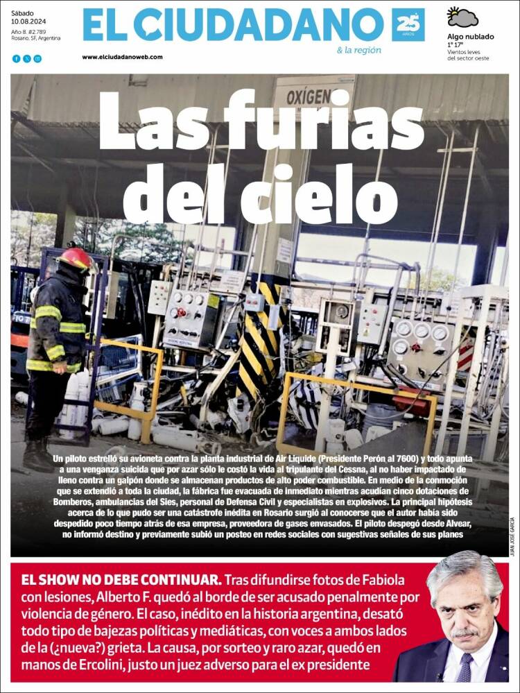 Portada de Diario El Ciudadano (Argentina)