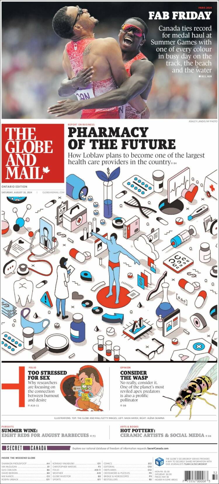 Portada de The Globe and Mail (Canadá)