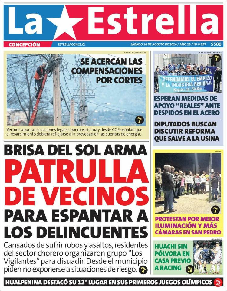 Portada de La Estrella de Concepción (Chile)