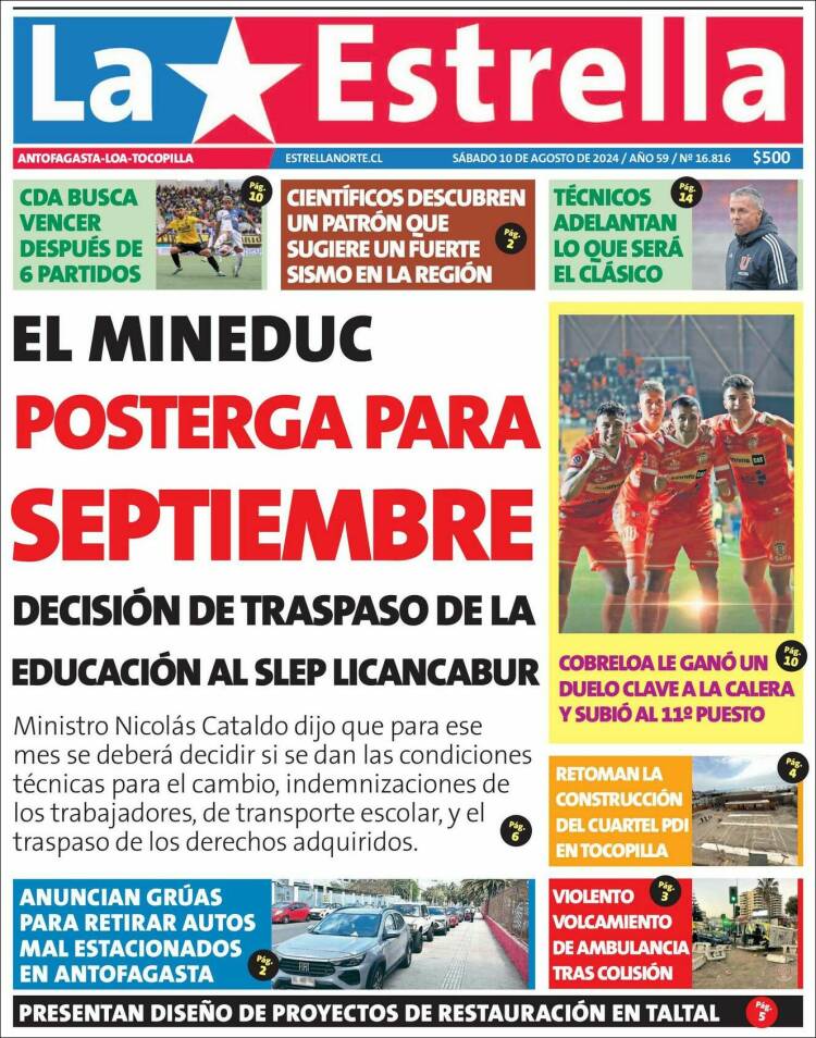 Portada de La Estrella del Norte (Chile)