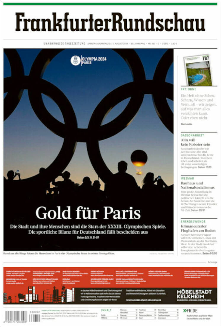 Portada de Frankfurter Rundschau (Alemania)
