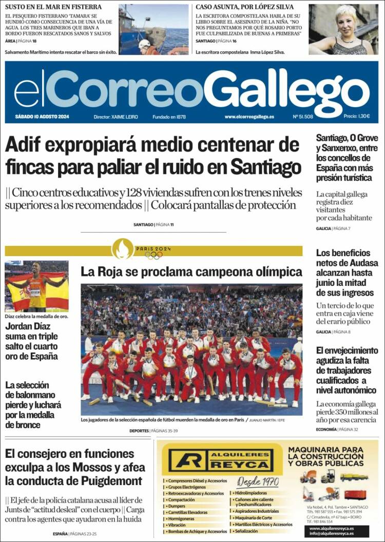 Portada de El Correo Gallego (España)