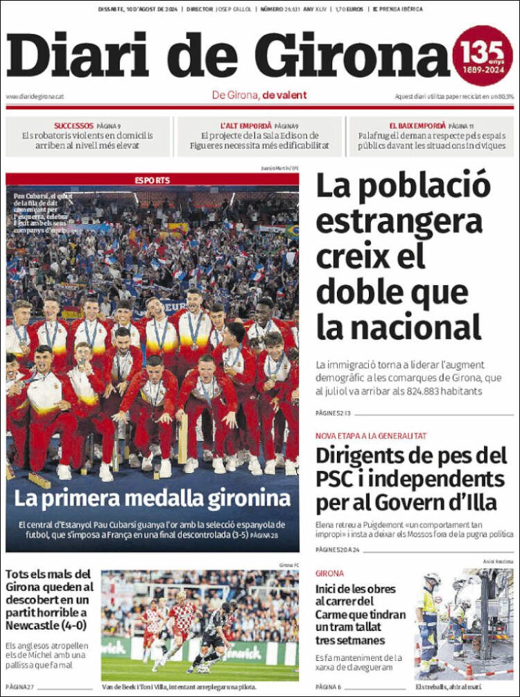 Portada de Diari de Girona (España)