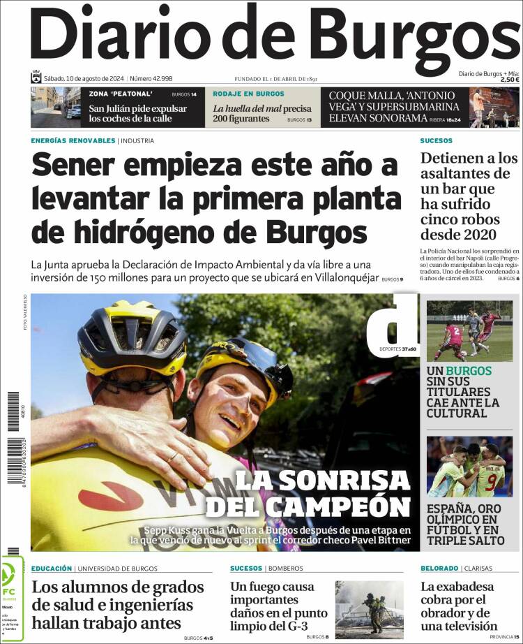 Portada de Diario de Burgos (España)