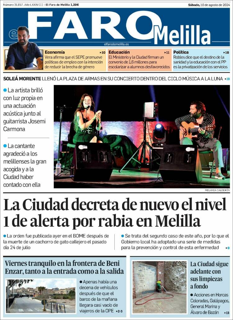 Portada de El Faro de Melilla (España)