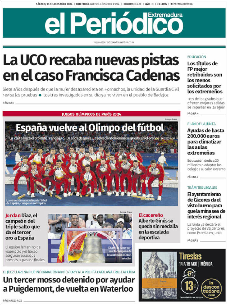Portada de El Periódico de Extremadura (España)