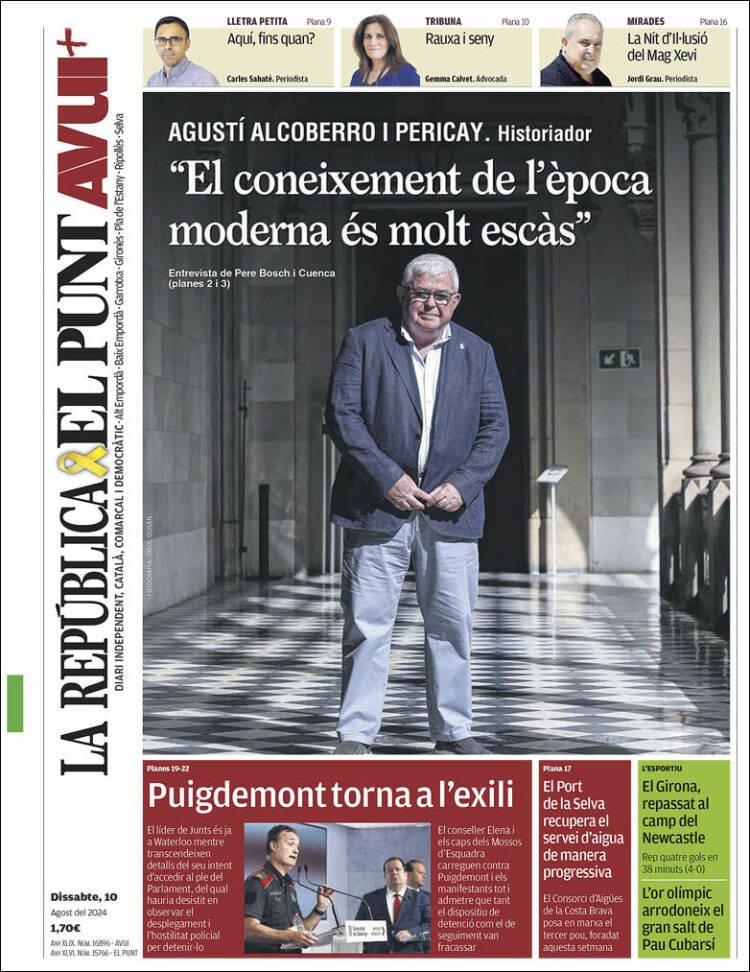 Portada de El Punt Avui - Girona (España)
