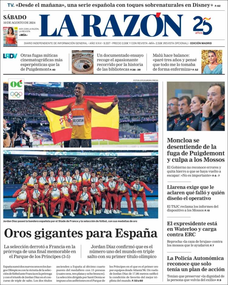 Portada de La Razón (España)