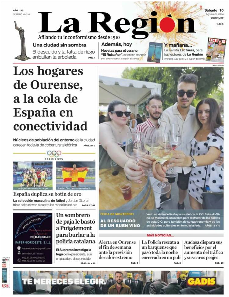Portada de La Región de Ourense (España)