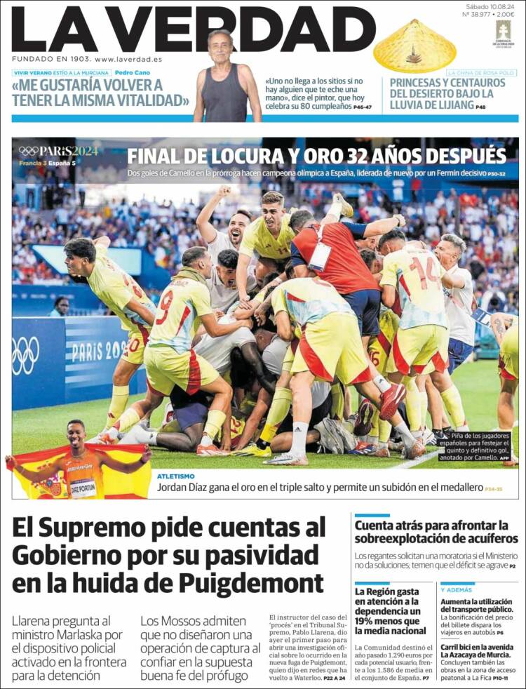 Portada de La Verdad de Murcia (España)